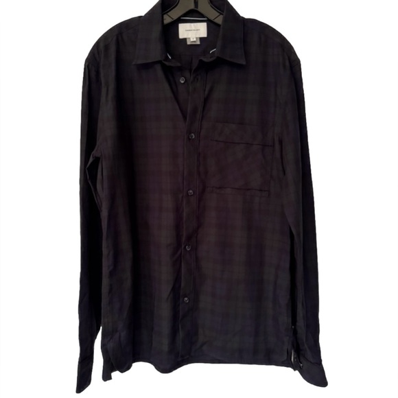 Current Elliott Black Blue Green Button Down Men’s Dress Shirt Size Medium